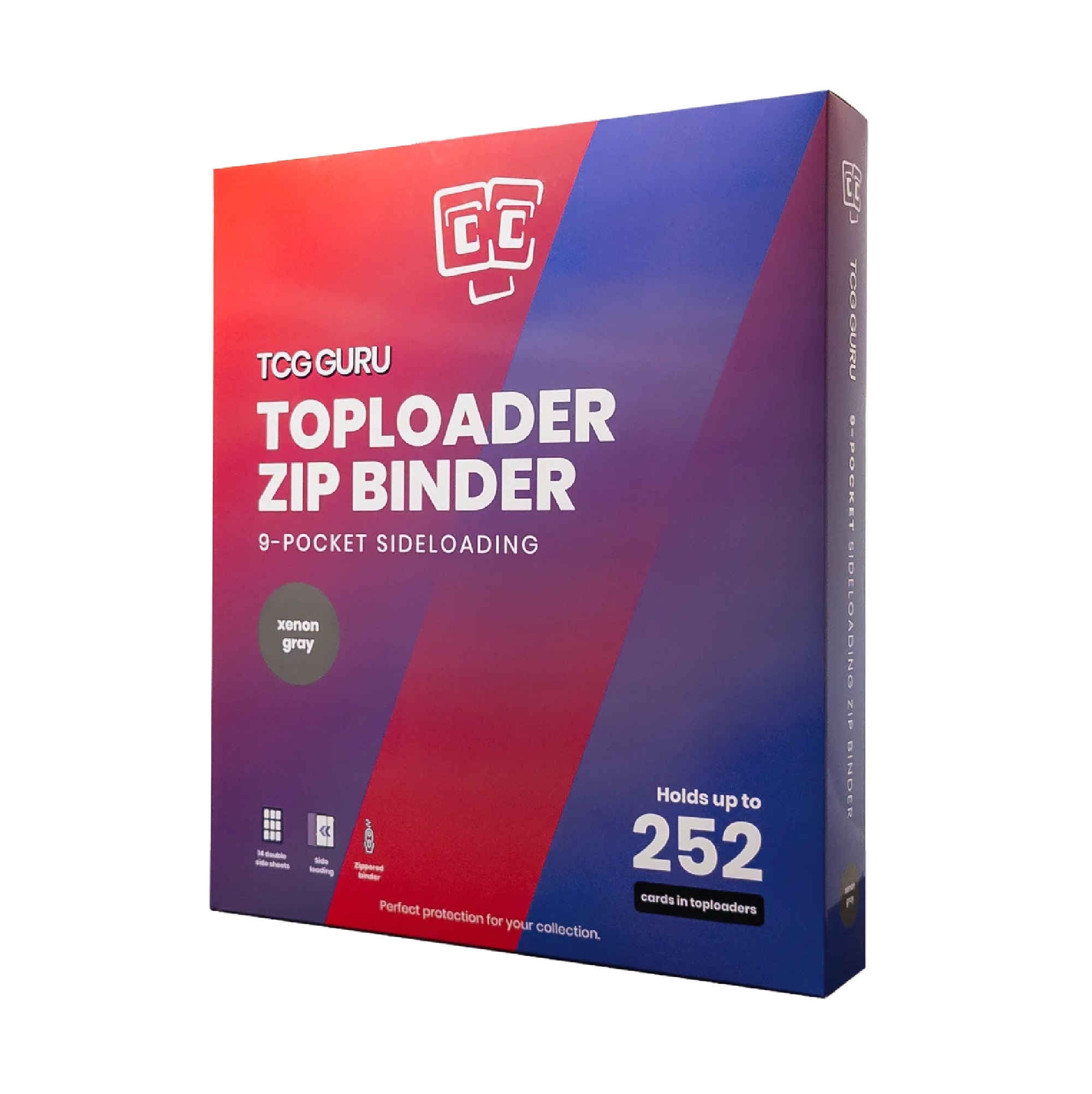 TCG Guru - 9-Pocket Toploader Xenon Binder Grey