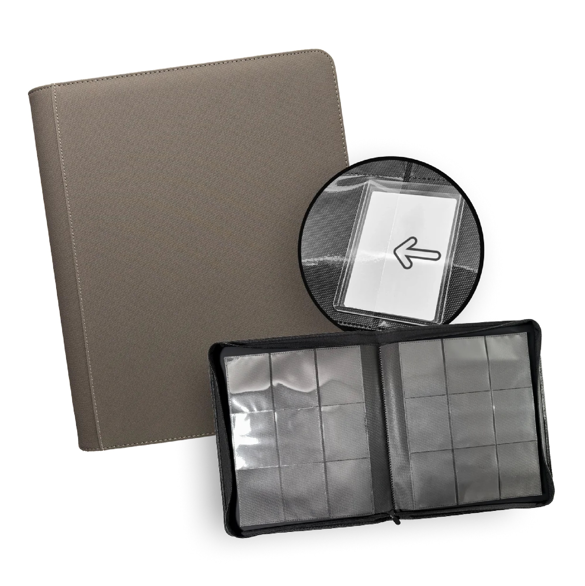 TCG Guru - 9-Pocket Toploader Xenon Binder Grey