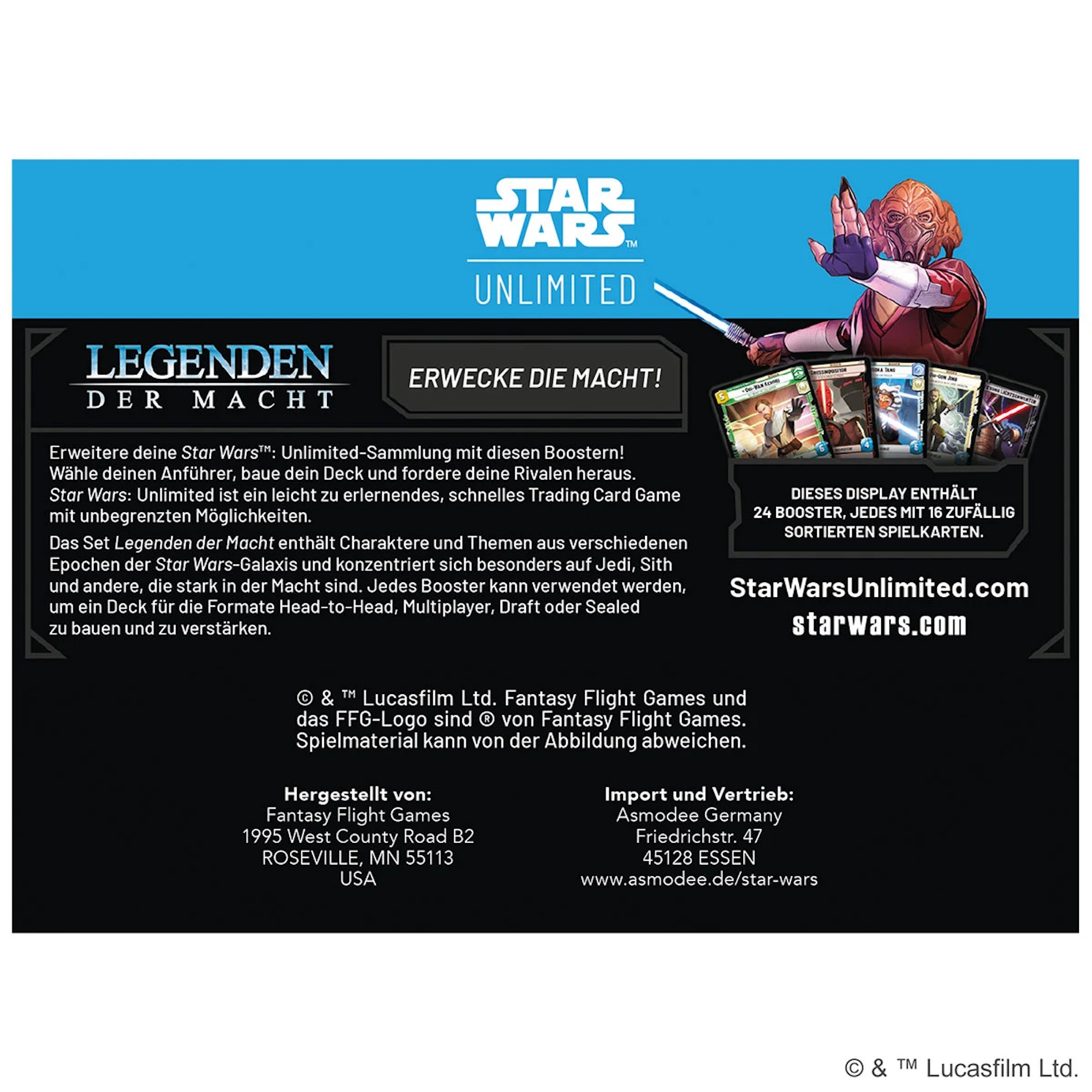 Star Wars Unlimited - Legenden der Macht - Booster-Display (DE)