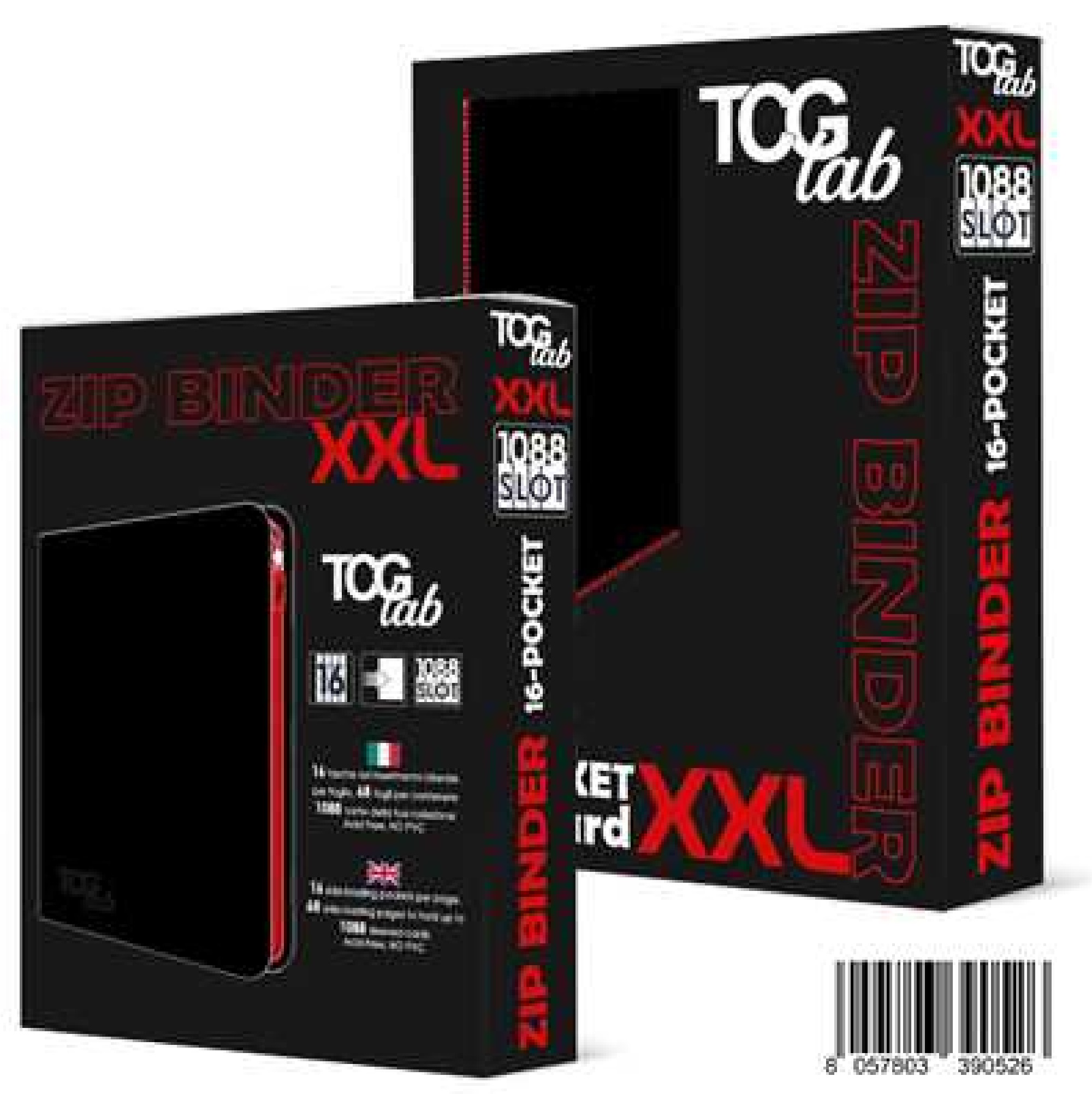 TcgLab - Zip Binder - 16 Pocket XXL (Schwarz) bis 1088 Karten